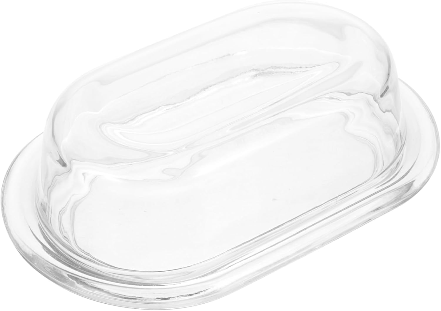 Glass Butter Dish with Lid Large Oval Food Storage Container for Cheese Airtight Preservation for Fridge for Western Cuisine and Meal Prep