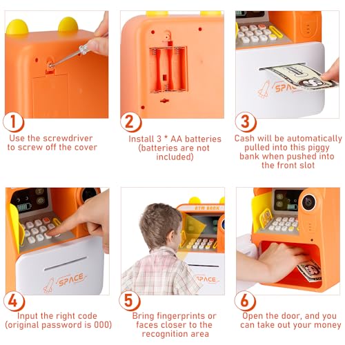 Image of Magicwand FACE Recognition Musical Money Safe Kids Piggy Savings Bank with Personal ATM Card【Pack of 1】【Blue】
