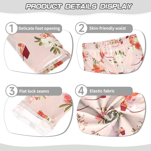 Flower Boot Pink Stylish Girls Leggings Ultra Soft Compression Yoga Gym Pants for Kids 4-10T3