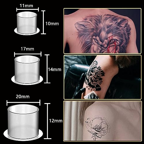 Image of Tattoo Ink Caps with Base, Urknall 300pcs Ink Cups Plastic Ink Caps Disposable Ink Cups Caps for Tattoo Ink Tattoo Supplies