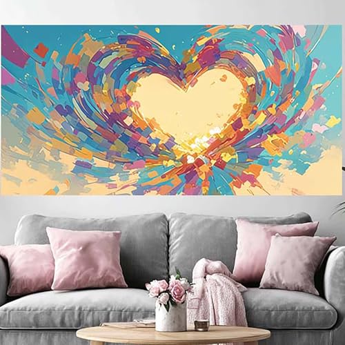 Diamond Painting Adulte Cœur Grand Format 80x160cm Kit Broderie Diamant 5D Full Drill Nouveau DIY