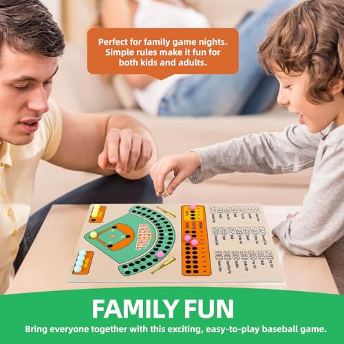 Juego de Mesa Baseball con Dados y Canicas de Madera miniatura 2