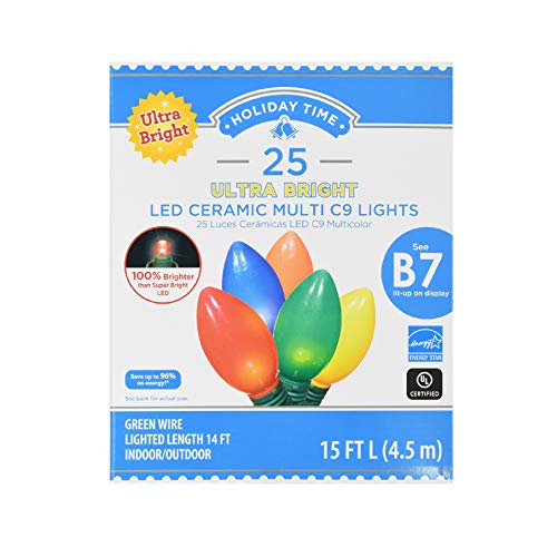 Holiday Time 25 Ultra Bright LED Ceramic Multi C9 Lights