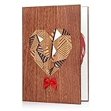 Giiffu Tarjeta de felicitación hecha a mano de madera maciza con bolsa de regalo única y caja de regalo para cumpleaños, día del padre o simplemente porque