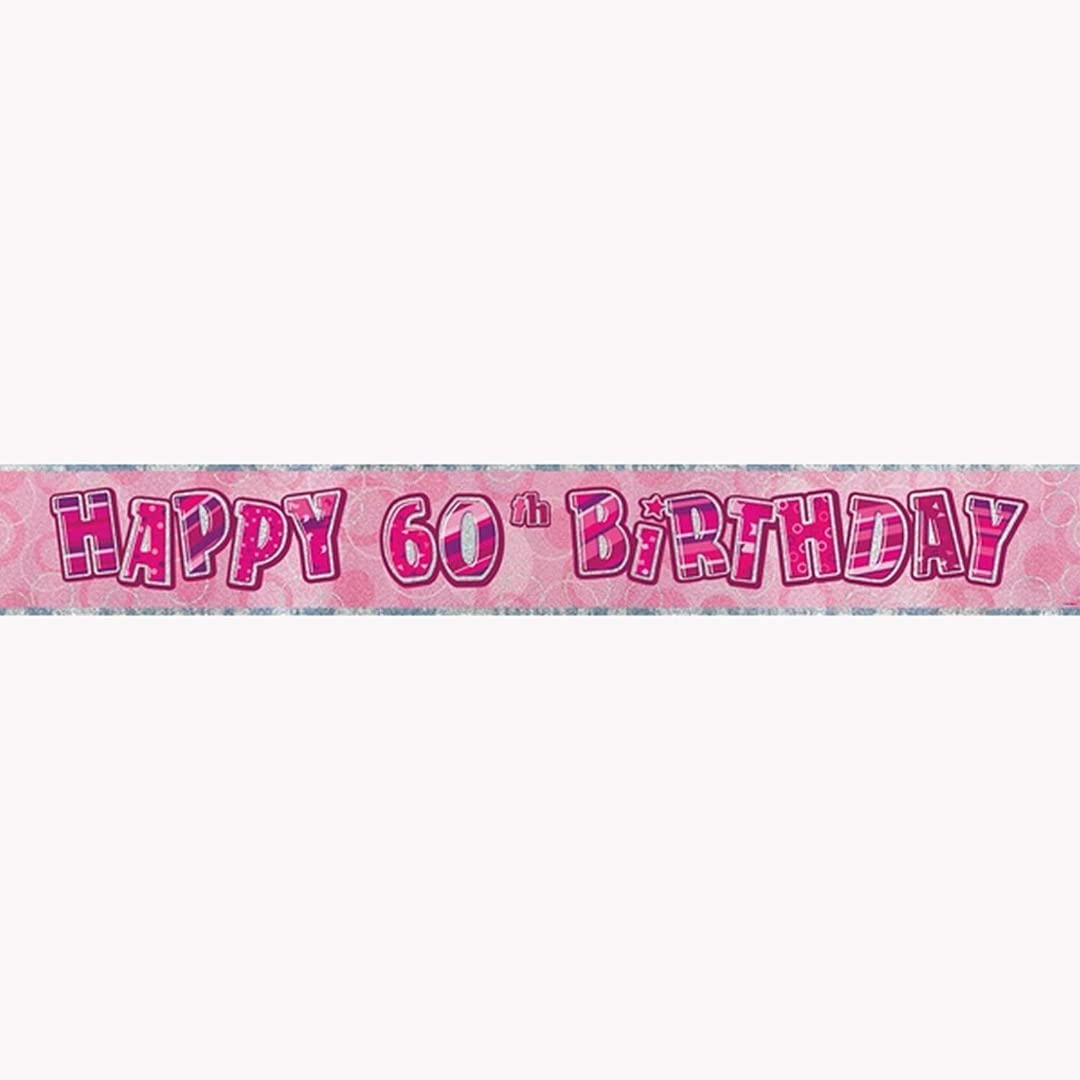 Unique Party 92068 - 9ft Foil Glitz Pink Happy 80th Birthday Banner — view 45