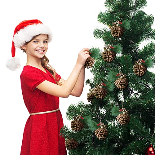 12 Pieces Christmas Tree Pine Cones Ornaments Natural Pine Cones With Bell Pendant Crafts Wooden Rustic Xmas Tree Fall Decorations For Fall Halloween Thanksgiving Christmas Tree Winter Home Decor #TOP4