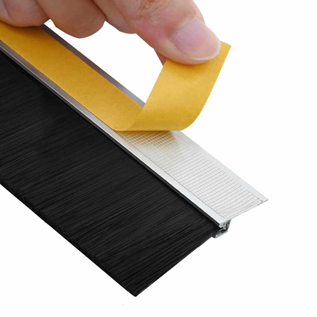 Samoprzylepne uszczelki szczotkowe do drzwi, ze stopu aluminium, 6 sztuk, 100 cm, do drzwi wewnętrznych i pokojowych, redukują przeciągi, kurz, hałas