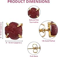 Vista 51 de Gempires Natural Raw Prong Setting Stud Earrings, 8-10 mm Crystals Earring, Handmade Jewelry, Gift for Her