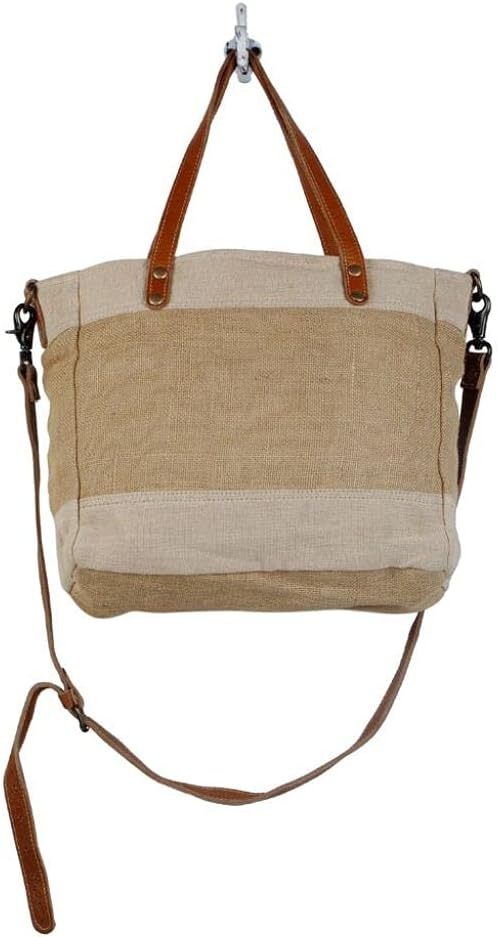 Myra Bag Sustainable Organic Fabric Market Bag Upcycled Cotton & Leather S-2887 - Image 6