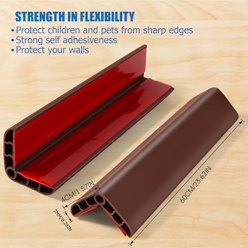 Image of Wall Corner Edge Protector 4 Pack,1.57x1.57x23.62x0.28 inch Soft Baby Proof Corner Guards for Sharp Edges, Self-Adhesive Corner Protectors for Home, Kindergarten,Thickness-7mm(0.28 in)