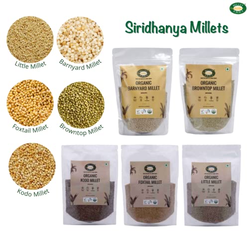Image of Millet Amma Millet Grain Combo, CERTIFIED ORGANIC Millet Pack of 5-5Kg, Positive Millets Due to its Balanced Nutritional Profile - Kodo, Foxtail, Browntop, Little, Barnyard