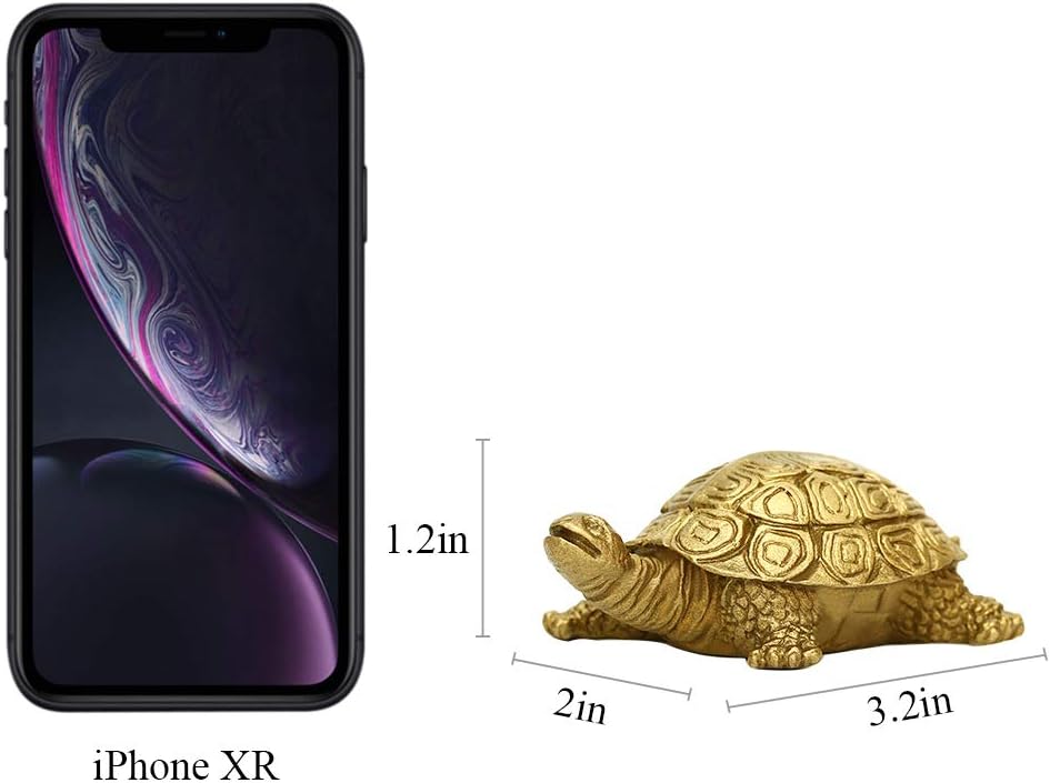 BRASSTAR Brass 3.2"(L) Feng Shui Turtle/Tortoise Statue for Feng Shui Home Office Decor Figurine Gift Collection