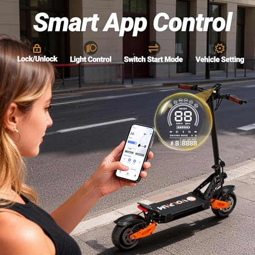 Image of Volpam 11 inch Electric Scooter, 800W Motor with Dual Suspension, Top Speed 31 MPH, Max 30 Miles Long Range, E Scooter for Commuting, APP Control, 220LBS Max Load
