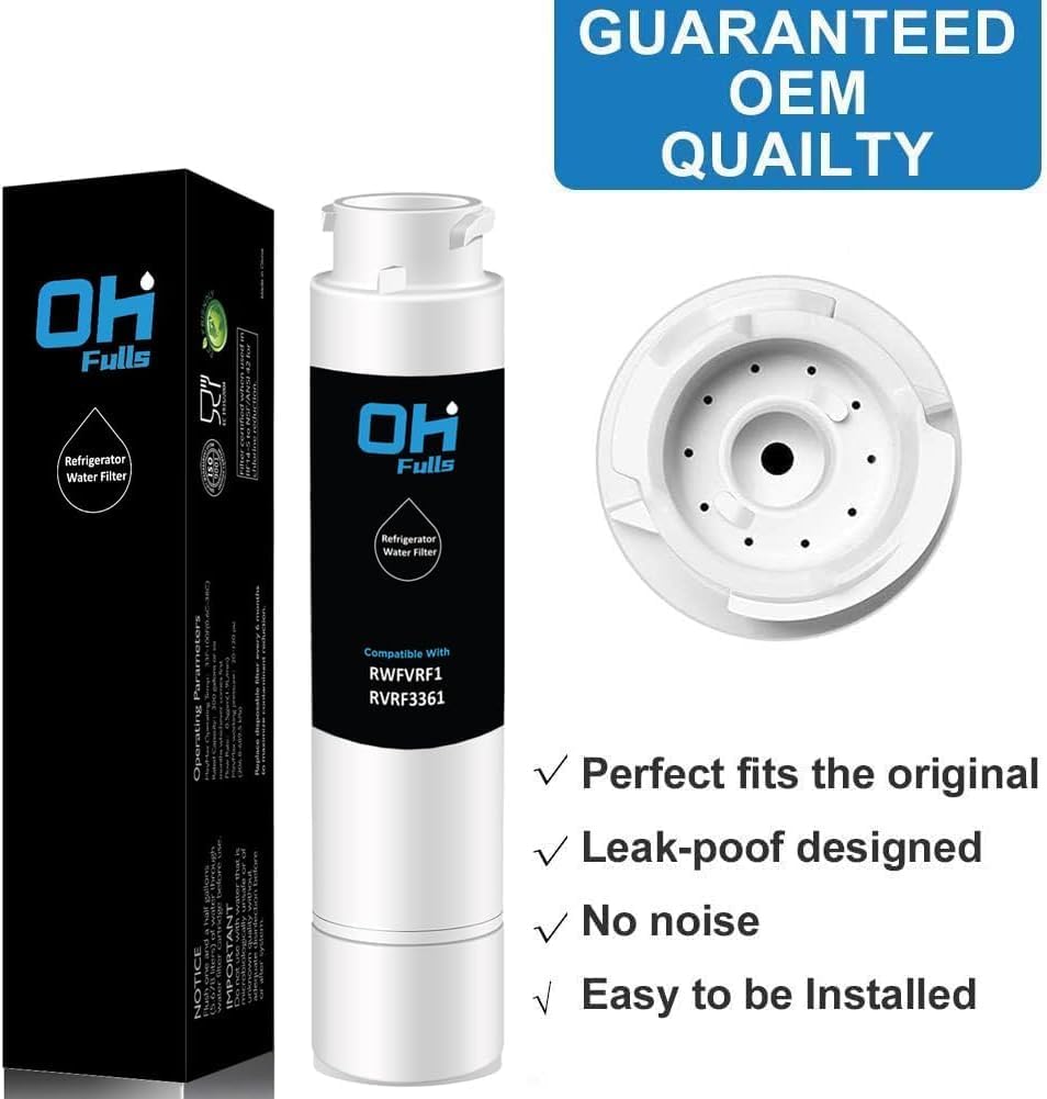 RWFVRF1 Replacement Filter, Compatible With Viking Water Filter RVRF3361, 2-Pack, White