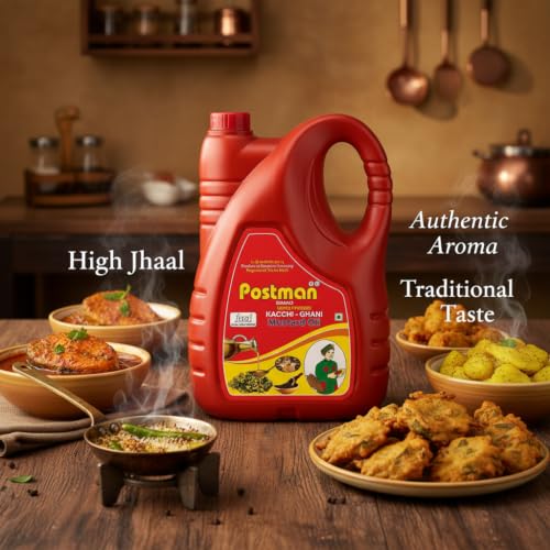 Image of Postman Wood Pressed Mustard Oil 5 Litre Jar | Cold Pressed Kacchi Ghani Sarso Tel