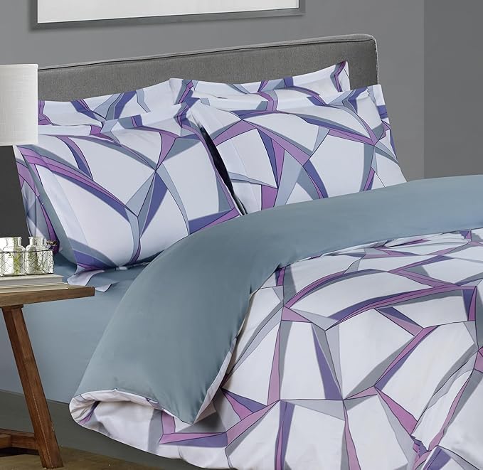 Majestic Giftware Madison Linen 4 Pcs 48" Twin Size Bedding Set (BL502-48T-4pcs) Tokyo Comfort - Mauve 300 TC 100% Cotton Sateen | 1 Fitted Sheet, 1 Duvet, 2 Pillowcases - Choice Collection