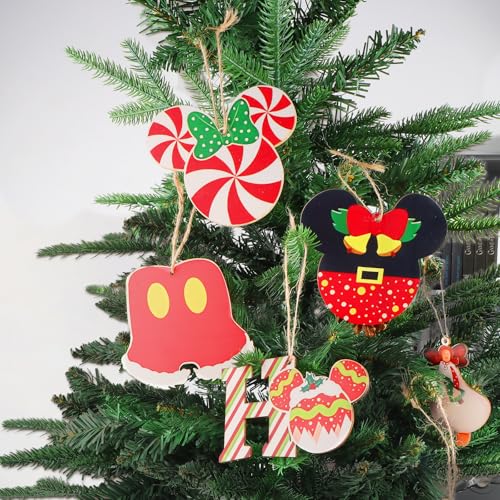 36 Piezas Decoración para Árbol de Navidad Adornos de Madera de Colgantes con Cuerda para Árbol de Navidad para Arboles de Navidad Paredes Ventanas Christmas Ornaments
