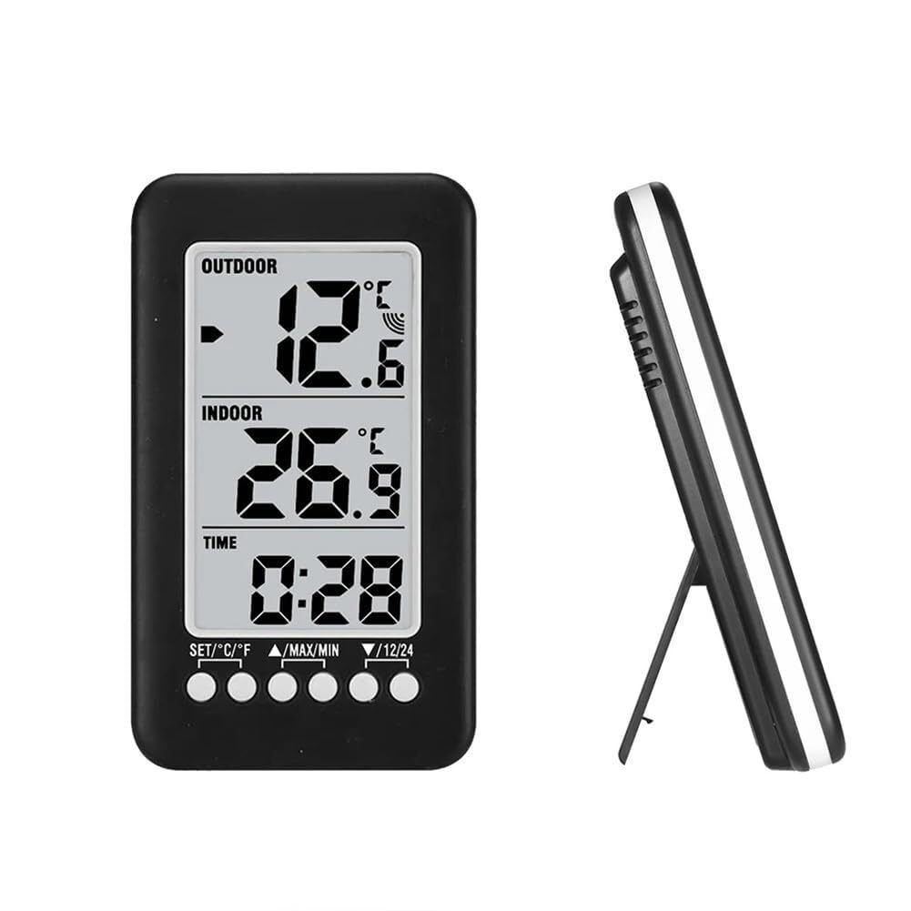 Termometro digitale con funzione orologio, termometro wireless LCD for interni ed esterni, stazione meteorologica, facile da installare