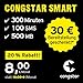 Produktbild congstar Smart Tarif [SIM, Micro-SIM und Nano-SIM] monatlich kündbar (8,00 Euro/Monat, 500 MB Datenflat mit max. 21 Mbit/s, monatlich 300 Minuten und 100 SMS) in bester D-Netz-Qualität