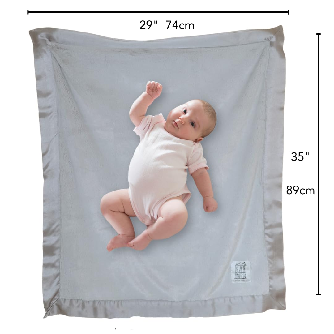 Lussuosa coperta morbida con finiture in raso in sacchetto regalo di raso, coperta per carrozzina, accessori essenziali per neonati e regali per bambini, 74 cm x 89 cm (29" x 35