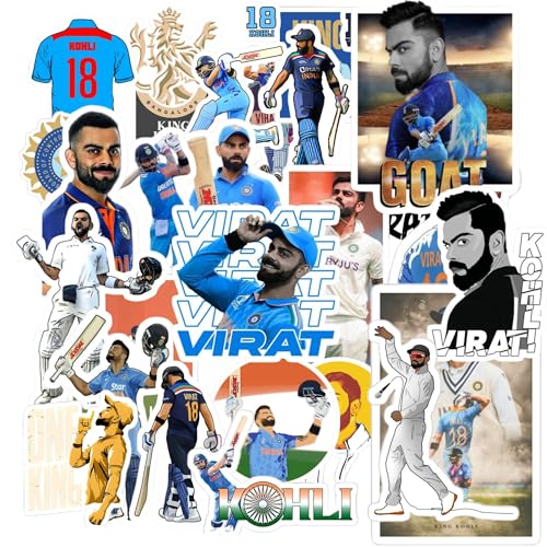 Image of Pack of 35 Random Virat Kohli Stickers for Laptop /Mobile /Mobile /Journal /Diary /Guiatar etc. (Pack of 35) (Virat Kohli)