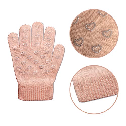 Image of Evridwear Kids Winter Gloves,3 Pairs Knit Warm Stretch Gripper Children Magic Glove for Boys Girls 4-14 Years