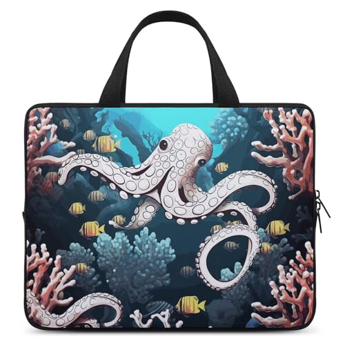 Housse pour ordinateur 17" antichoc imperméable et résistante aux chutes motif vie marine
