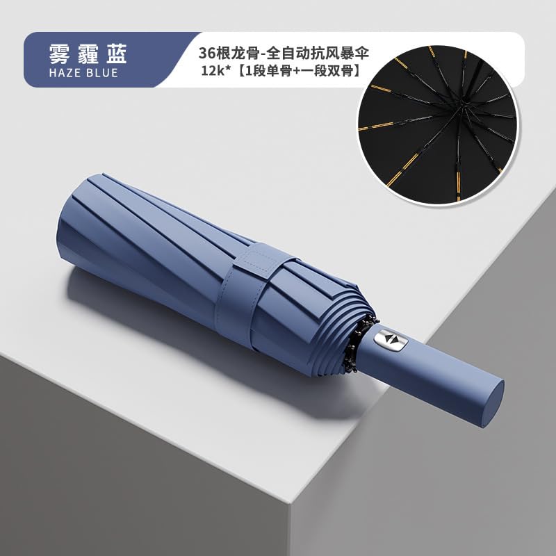 Image of Alexvyan 12 Ribs Car Large Travel Auto Open /Close Umbrella Windproof for Rain & Sun UV Protection, Strong Umbrella for Men & Women, Wind Resistant, Portable Folding Umbrellas for Backpack