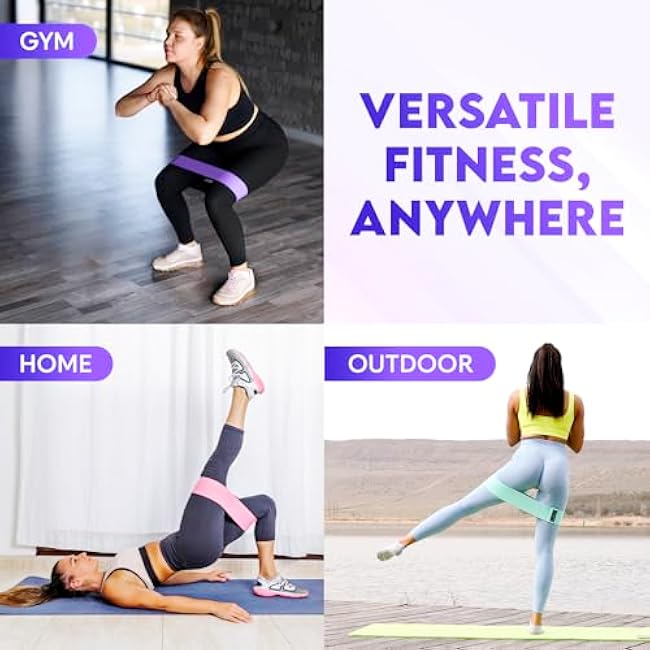 Wide Fabric Resistance Bands for Working Out | 3 Strength Level Non-Slip Exercise Booty Bands for Women & Men | Comes with a Bag and Tape Measure | for Gym, Yoga, Pilates