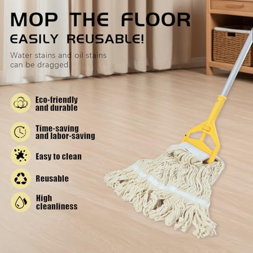 Image of Mop Head Replacement,Commercial Mop Heads,Cotton Washable Industrial Mop Head,6 Inch Heavy Duty Mop Heads,Wet Industrial Cleaning Mop Head for Home,Industrial and Commercial Use Clean(White)