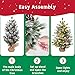 Pre-lit 2ft Mini Artificial Christmas Tree, 50LED Lights, Red Cloth Base with for Table Desk Home Christmas Decor White