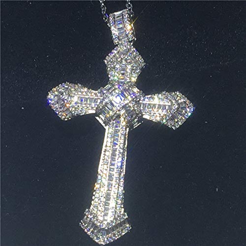 Ciondolo A Croce In Argento Sterling Con Diamante Nero Simulato