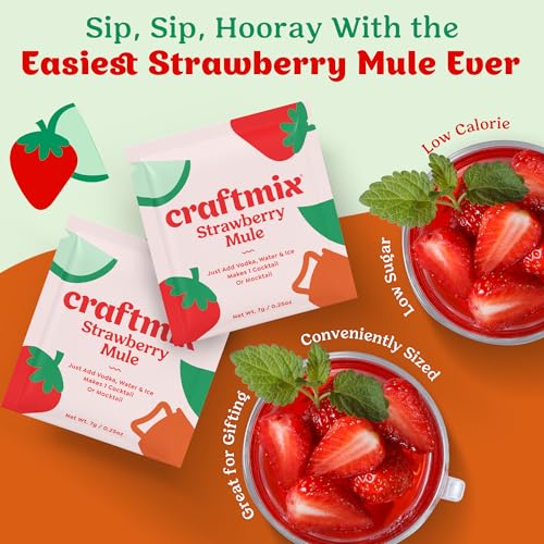 image for Craftmix Strawberry Mule, Makes 12 Drinks, Skinny Cocktail Mixers Mosc