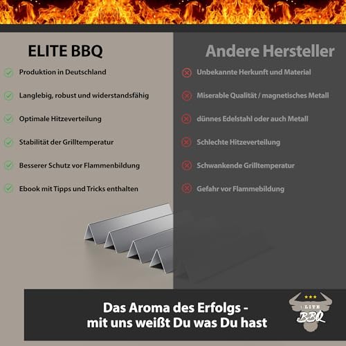 ELITE BBQ Aromaschienen passend für Weber Spirit 320, Flavorizer Bars Spirit 320, Flavorizer Bars, Aromaschienen Bar Edelstahl, Weber Flavorizer Bars Spirit 320, Weber Grill Spirit Ersatzteile