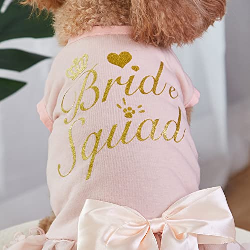 Dogs Glitter Wedding Dresses Tutu Skit For Small Medium Dog Pet Outfit Princess Flower Girl Clothes For Birthday Bridal Halloween Party Costume (Bride Squad Pink, S) #TOP4