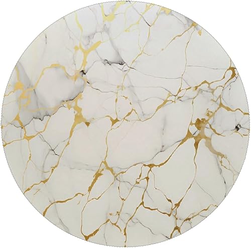 Miniatura 7 de Marble Print Gold Texture Round Place Mats Set of 6, Heat Resistant Washable Placemats Polyester Round Table Mats for Kitchen Home Decor Holiday