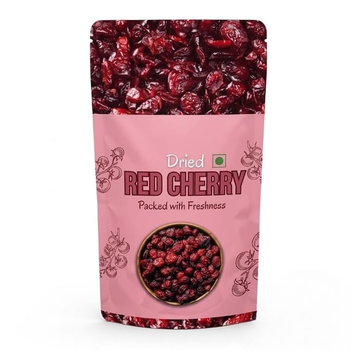 Dried Red Cherries,Vegan and Gluten Free | Without Sugar | Ice Cream, Cakes and Shakes Decoration | 200g