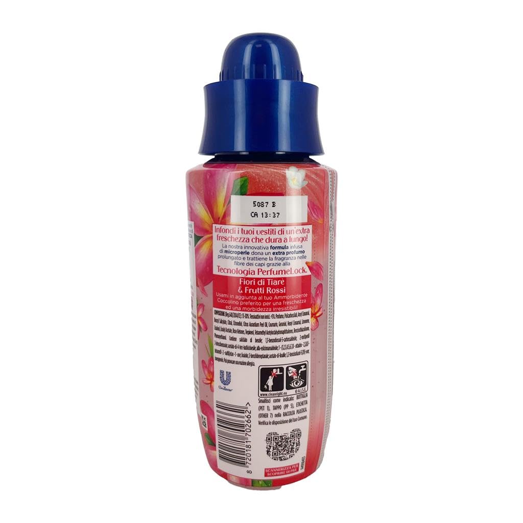 12x Coccolino Wäscheparfüm Profumo per Bucato Elixir - Flüssiges Parfüm für die Wäsche - mit Tiaréblüten und Rote Früchte 342ml + Beni Culinari Kostenloser Schlüsselanhänger