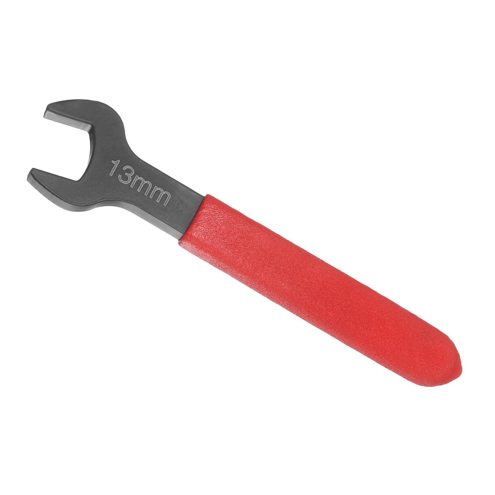 Awclub 13mm Open End Wrench, 15 Degree Offset Thin U-Shaped Spanner with Red Shank, Black Finish for Automotive Repair & Furniture Assembly