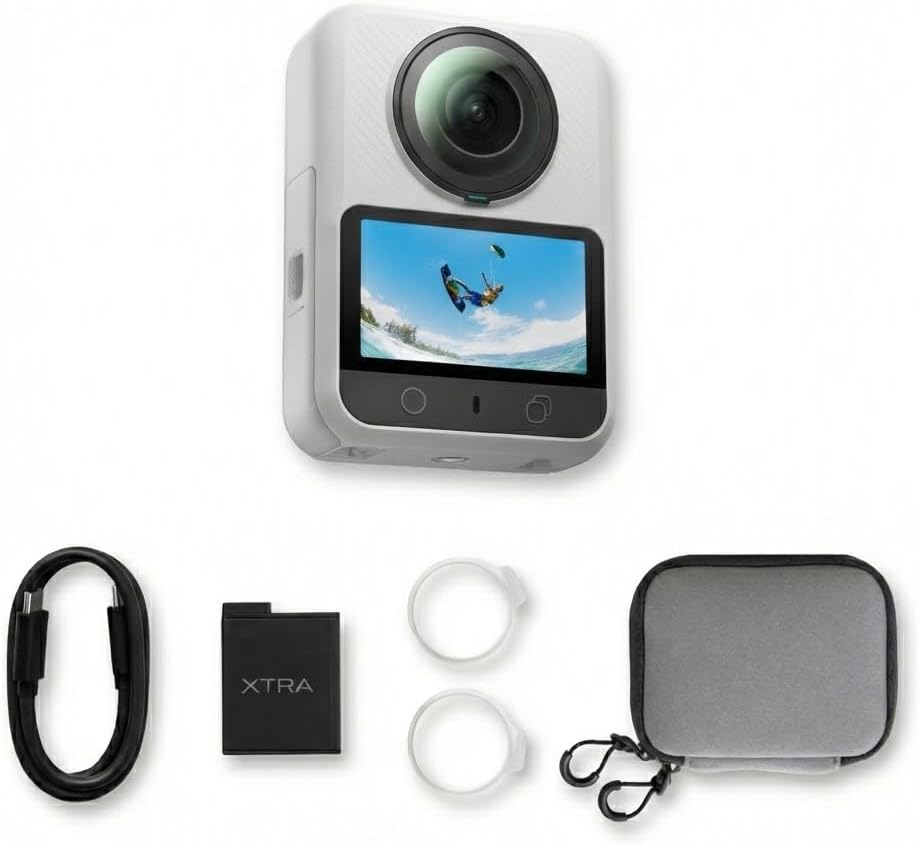 Xtra Sphra360 8K 360 Action Camera: Waterproof, 1-Inch Sensor, 100MP Photos, 105GB Storage, Bullet Time for Vlogs & Adventures