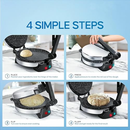 Image of ISILER Roti Maker 950W Multi Maker Electric Automatic With 8.5 Inch Plate | Complete Roti /Chapati /Khakra Maker for Home | Non-Stick Coating | Cool Touch Handle | Fast Heating | 1 Year Warranty