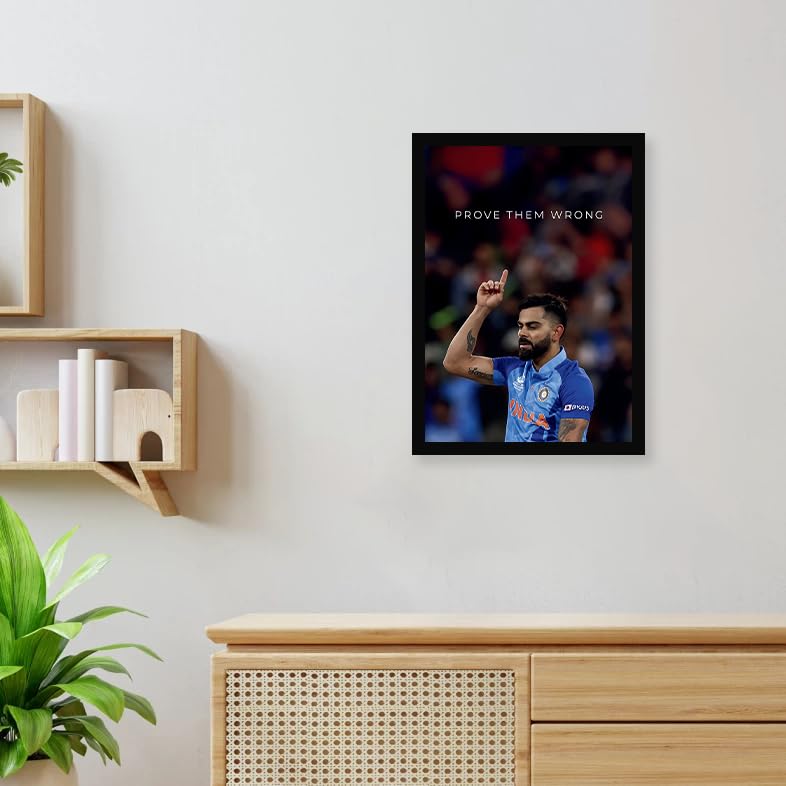 Image of CodersParadise Inspirational VK Cricket Champion Poster Frame | Premium A4 Motivational Wall Art for Bedroom, Office & Gaming Setup | Inspiring Sports Decor for Players, Fans & Achievers