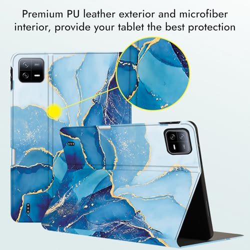 Image of Robustrion Cover for Xiaomi Pad 8 /8 Pro /Xiaomi Pad 7 /7 Pro Cover Case with [Pencil Holder], Folio Flip Cover with Tablet [Auto Sleep Wake] - Marble Blue