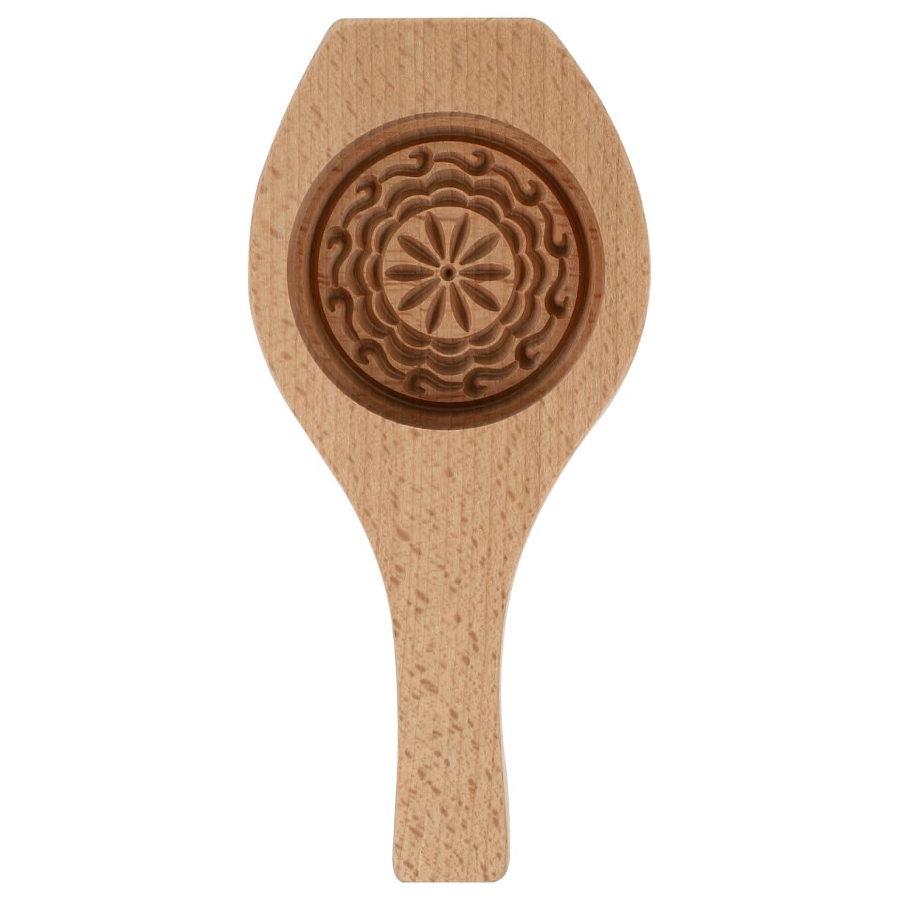 VANZACK Wooden mooncake mould with creative flower pattern, traditional baking tool for household, fine workmanship, versatile for moon cakes, desserts and pastries, easy to clean