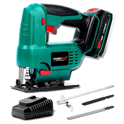 Amazing 🔥 Cordless Jig Saw,POSENPRO 20V Orbital Jig Saw 0-2400SPM Jigsaw Tool with Battery and Charger,3/4 Inch Stroke Length,4-Stage Orbital Setting for Woodworking Best Deal 🛒 Cordless Jig Saw,POSENPRO 20V Orbital Jig Saw 0-2400SPM Jigsaw Tool with Battery and Charger,3/4 Inch Stroke Length,4-Stage Orbital Setting for Woodworking