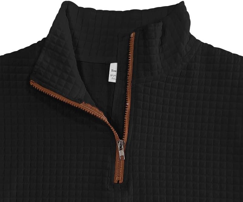 Men's Waffle Sweatshirt - Autumn Winter Quarter Zip Loose Fit Pullover for Vacation Daily Life - Image 4