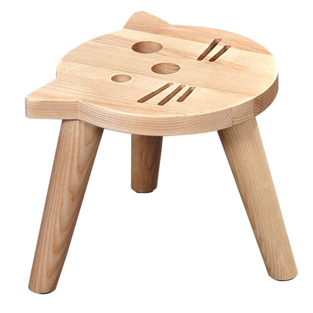 Reposapiés de madera maciza MU de 25x23x22 cm y taburete bajo infantil modelo B