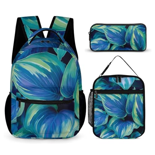 Green Planet Plants Cute Backpacks Set Lightweight Lunch Bag Aesthetic Pencil Cases for Travel Work