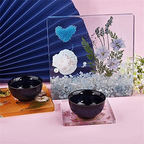 Image of SNOOGG Pack of 2 Silicone Moulds in Square Shape for Epoxy Resin Art, DIY, Casting,Making Coaster, Home Decoration, Cup Mat and More ..