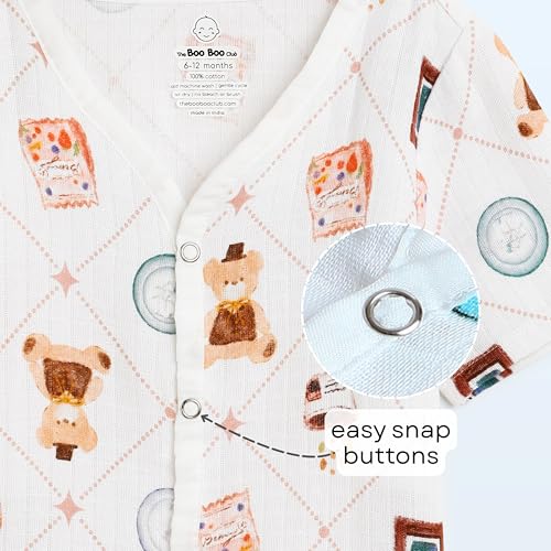 Image of The Boo Boo Club Kid'S 100% Muslin Organic Cotton Printed Button Shirt and Short Set | Half Sleeve Shirt | Summerwear Set | Kids Cothing Wear Set